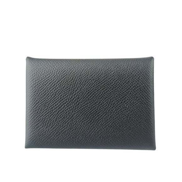 HERMES Calvi Duo Black Epson Wallet/Coin Case for Men and Women Double Stamped